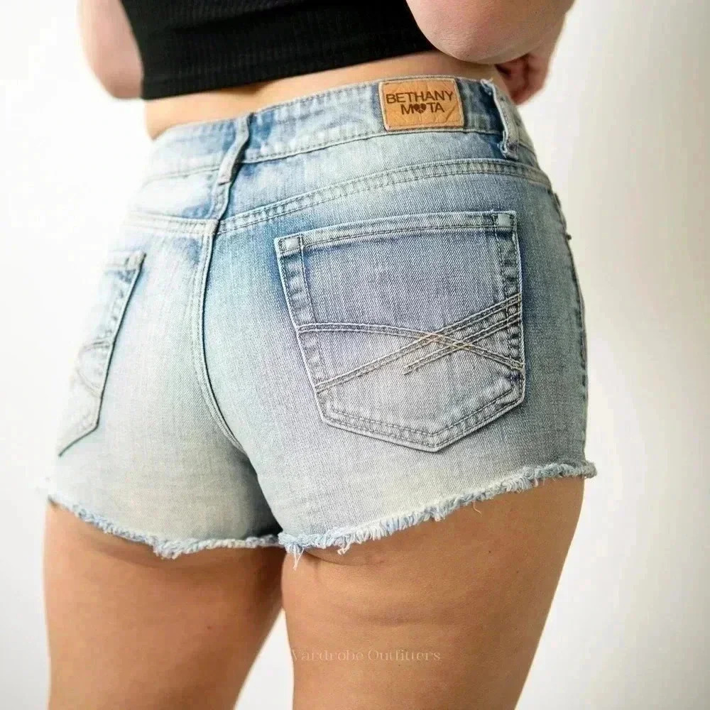 Bethany Mota for Aeropostale Denim High Rise Shorty Shorts - Picture 3 of 8